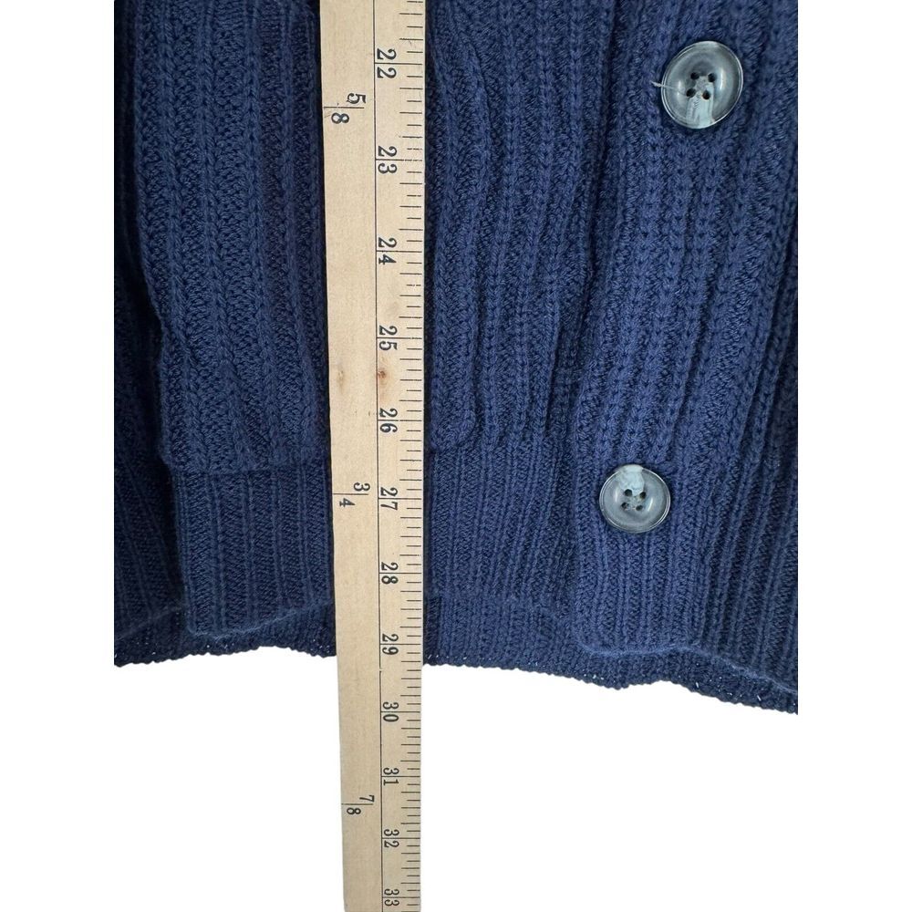 Bugatchi Men's Rib Wool Blend Cardigan Sweater Pockets Size Medium Navy Blue‎ - Picture 7 of 7